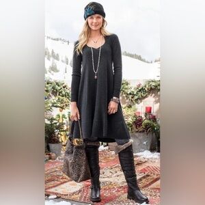 Sundance Women’s 100% Cashmere Isabella Dress Black/Dark Gray Long Sleeve Size M